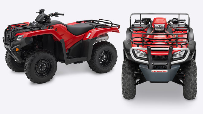Honda ATV, front view and left hand side view