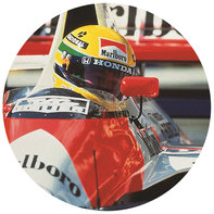 Senna in the Honda Formula 1 racing car.