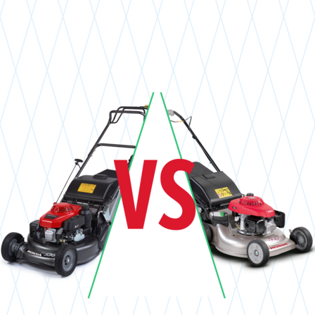 2x lawnmowers with compare illustration.