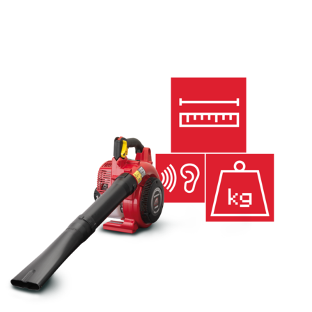 Leafblower specifications illustration.