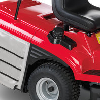 Close up of premium lawn tractors, focusing on fuel tank.