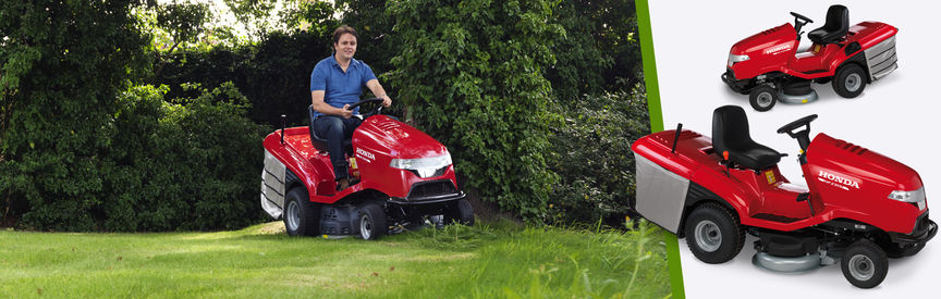 photos of honda tractor lawnmower for medium-sized gardens including man cutting lawn sat on one