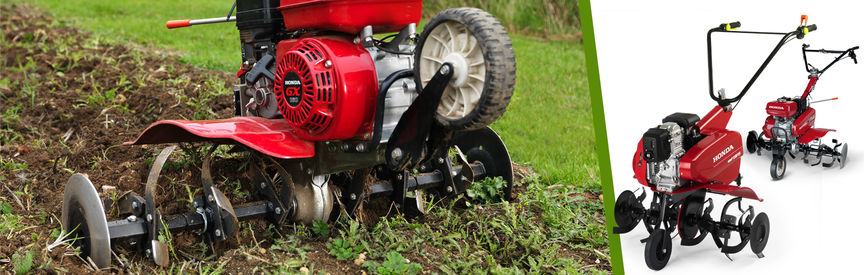 photo of compact honda tiller with manual gears for large plots