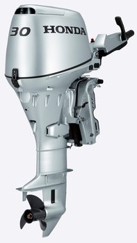 close up of honda bf 30, 30 horsepower outboard engine