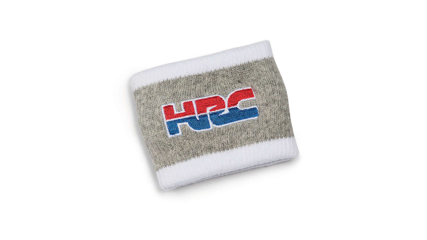 Grey Honda HRC Wristband in HRC colours with the Honda Racing Corporation logo.