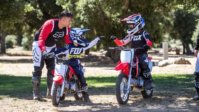 Honda CRF110F off road with young riders
