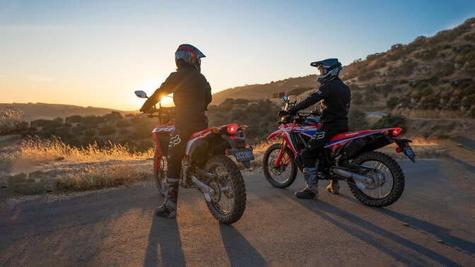 Honda CRF300 Rally and CRF300L on road