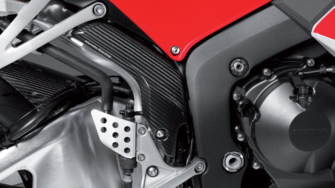 Close up of Honda motorcycle accessories.