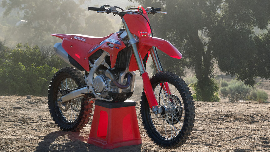 Honda CRF450RX on an off road trail.