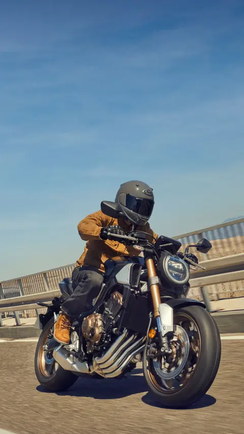 Honda CB650R riding on bridge