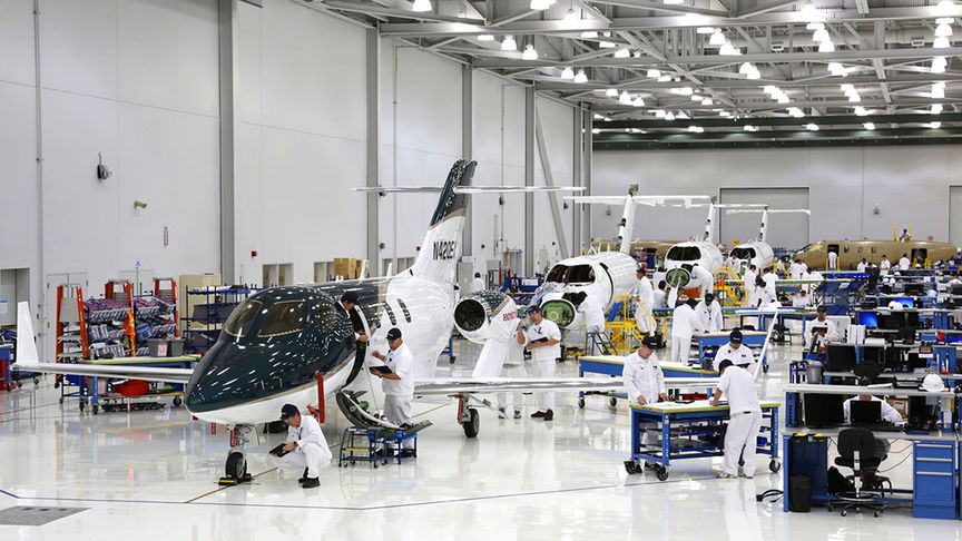 Jets being worked on by Honda staff