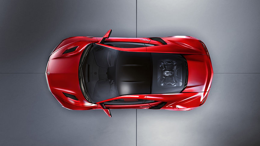 bird's eye view of red NSX
