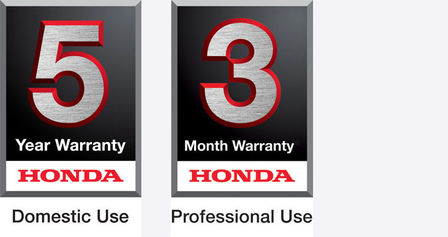 5 year domestic use warranty logo and 3 year professional use warranty logo.