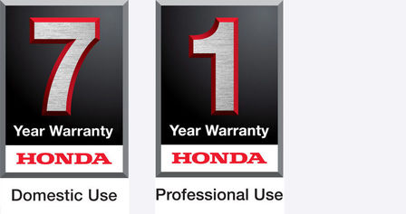 7 year domestic use warranty logo and 1 year professional use warranty logo.