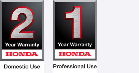 2 year domestic use warranty logo and 1 year professional use warranty logo.