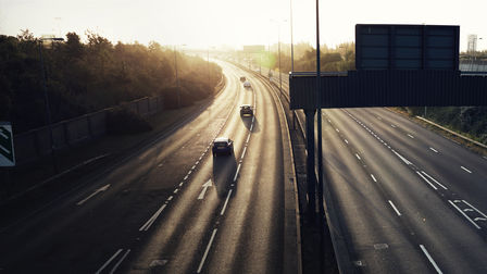 Motorway view at sunset