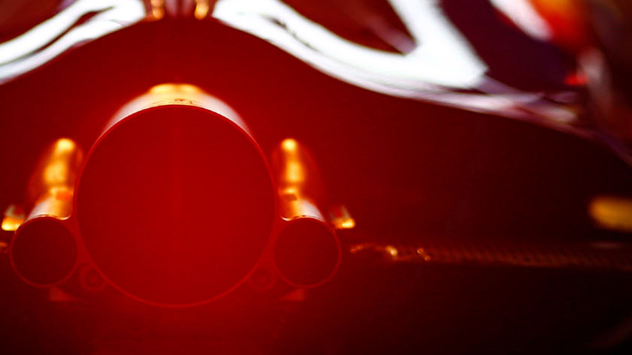 Close up of Honda engine on F1 car.