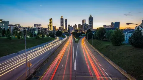 Image of speeding traffic in the city