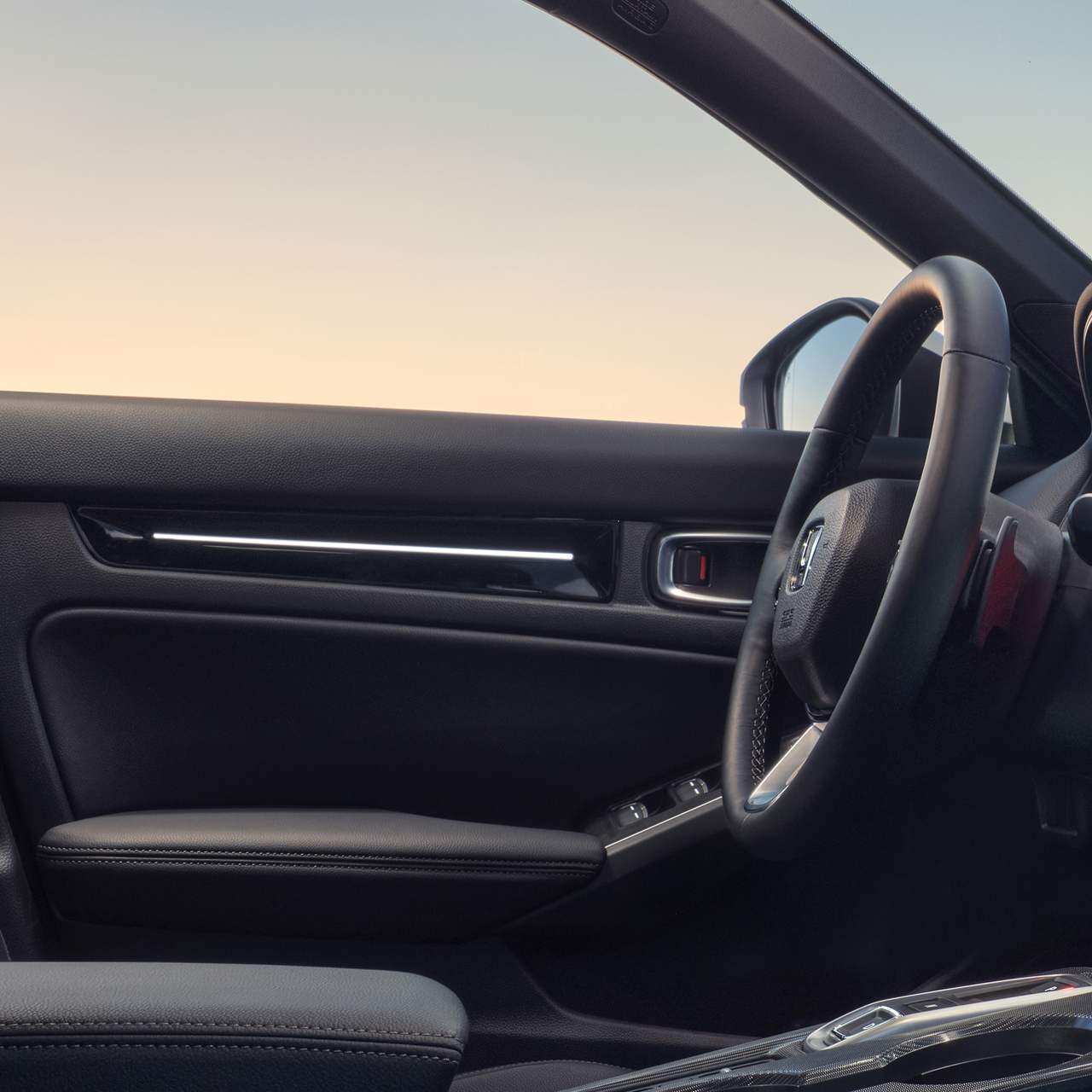 Interior of the Civic Hybrid, focusing on the ambient lighting panel.