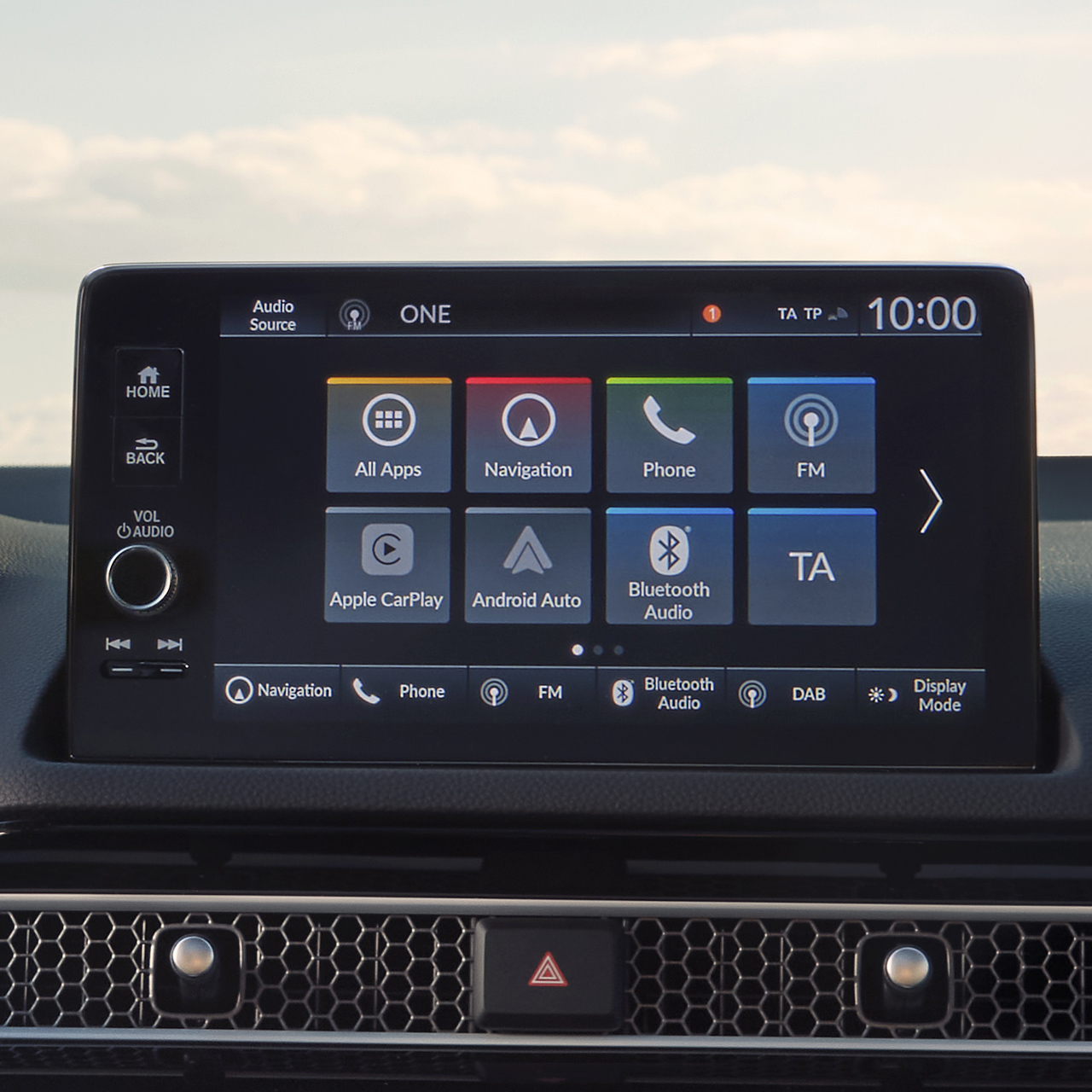 Interior of the Civic Hybrid, focusing on the touchscreen.