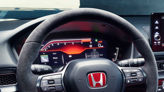 Close up of the Honda Civic Type R multi information display.