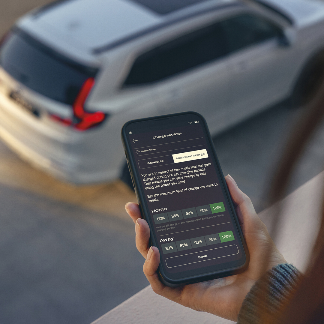 Close up of model using My Honda+ App.