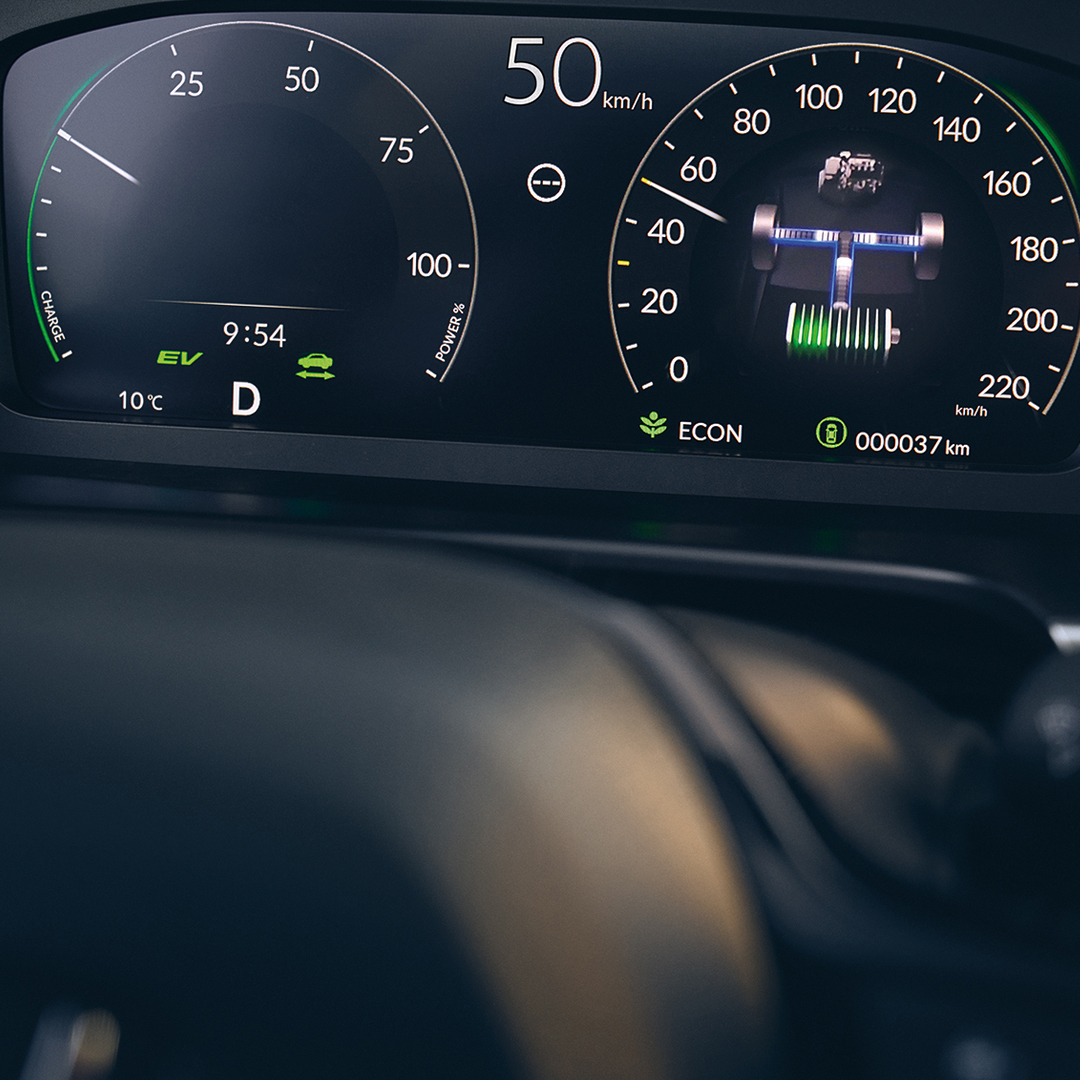 Close up of Honda CR-V Hybrid Digital Driver's Display.