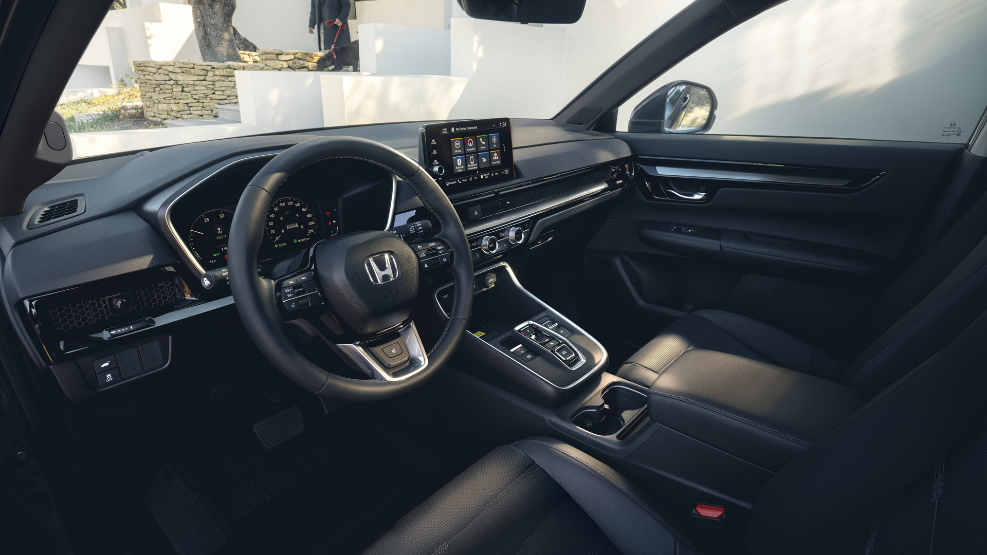 Three-quarter shot of Honda CR-V Hybrd SUV interior.