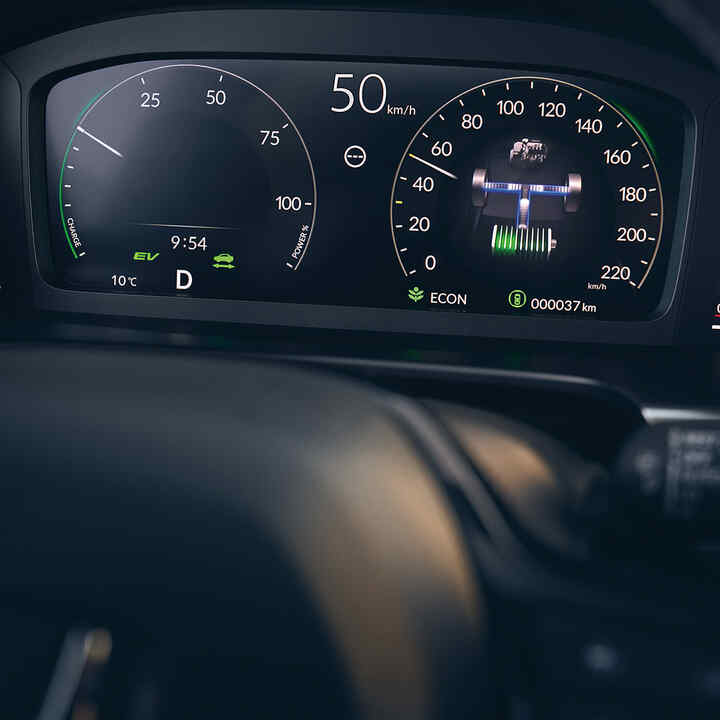 Close up of Honda CR-V Hybrid Digital Driver's Display.