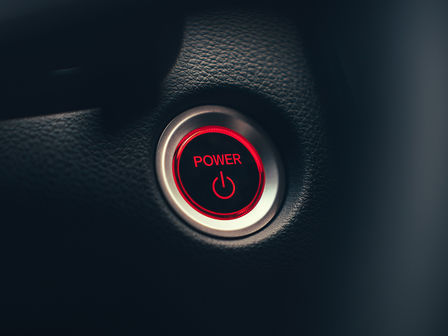 Honda CR-V Hybrid close up of power button.