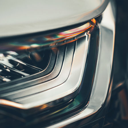 Front facing shot of Honda CR-V Hybrid headlight.