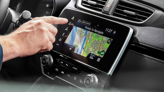 Close up of 7-Inch full colour touchscreen infotainment system
