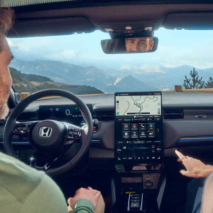 Close up of Honda e:Ny1 interior infotainment system.