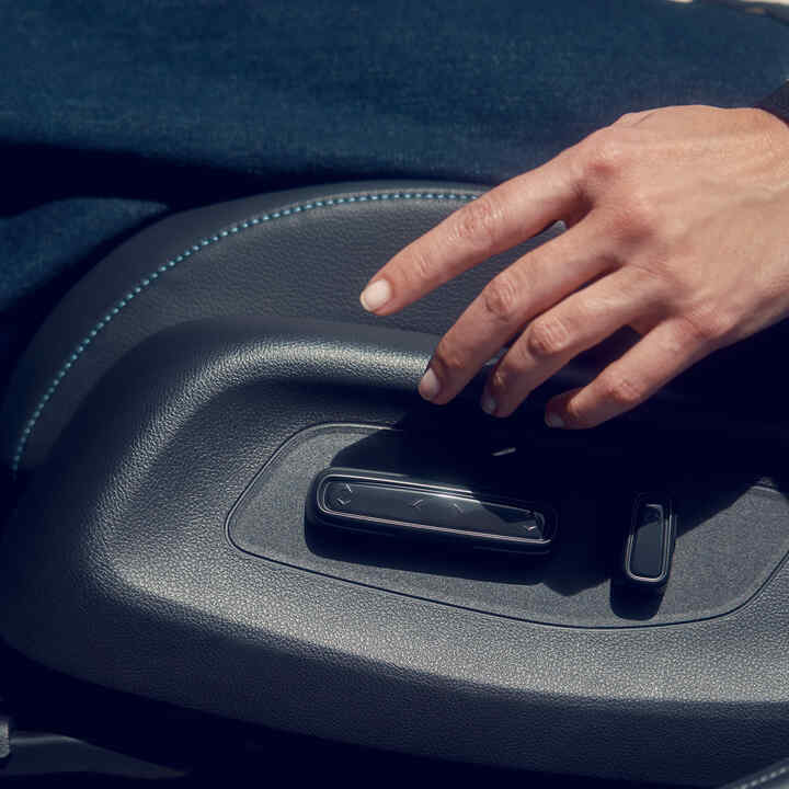 Close up of the Honda e:Ny1 seat recline ffunction.