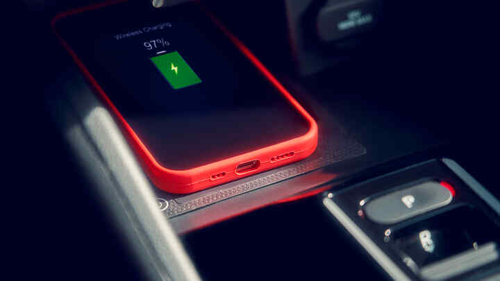 Close up of the Honda e:Ny1 wireless charger.