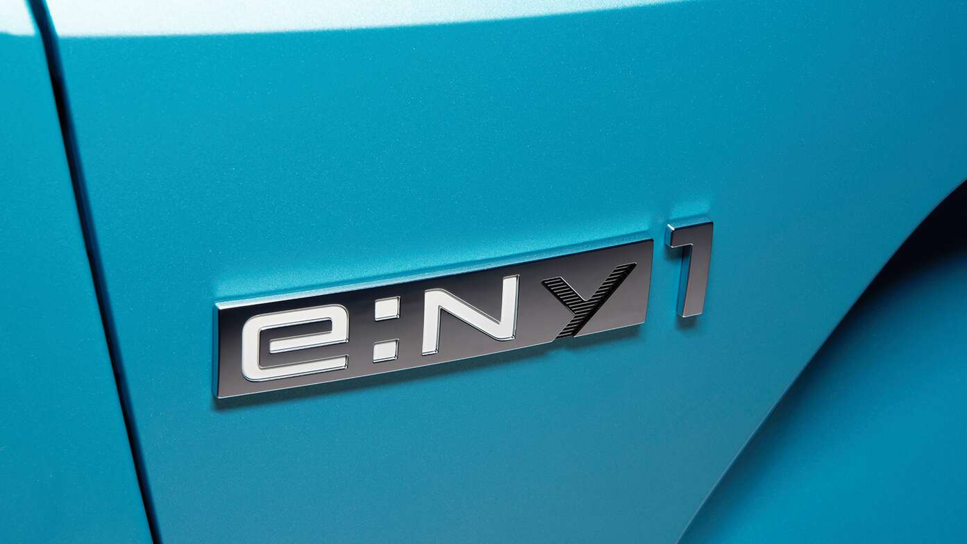 Close up of Honda e:Ny1 new badge.