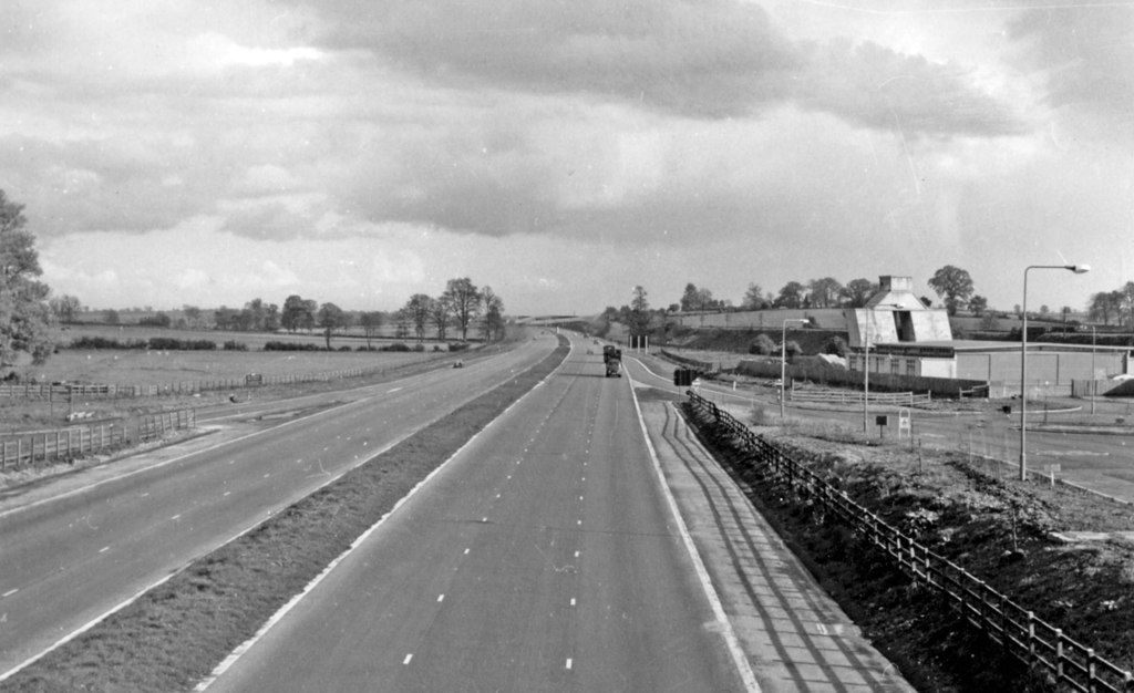 M1 Motorway at Watford Gap, 1961. 