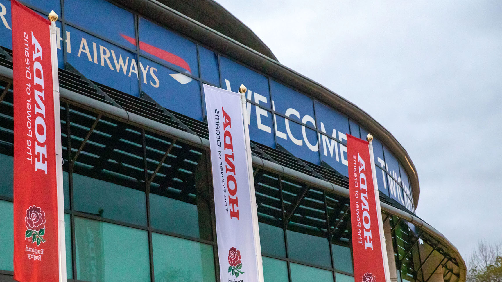 Honda flags outside Twickenham stadium