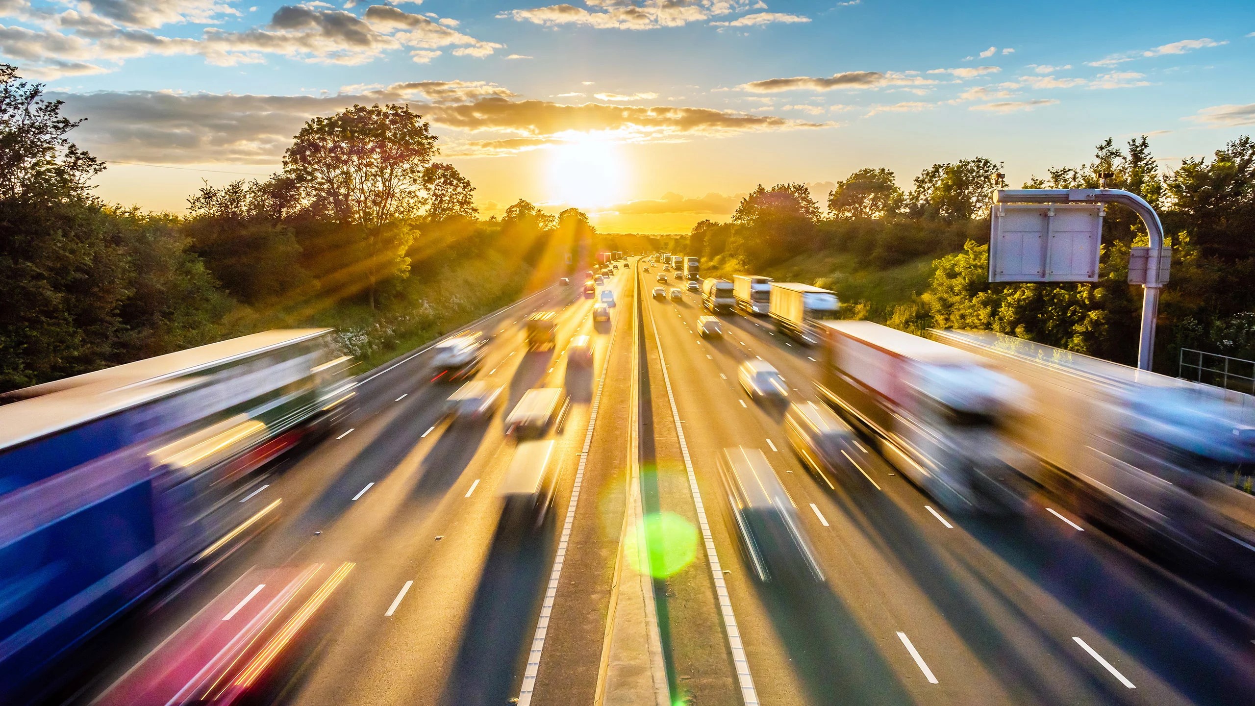 Motorway with blurred vehicles