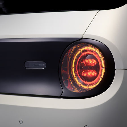 Rear facing Honda E, close up.