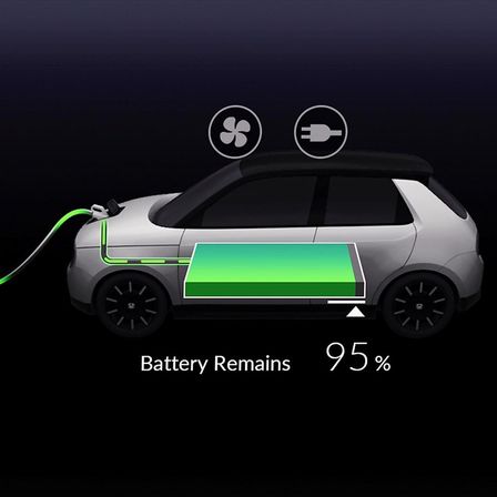 Front facing Honda Urban EV Concept plugged in to charge.