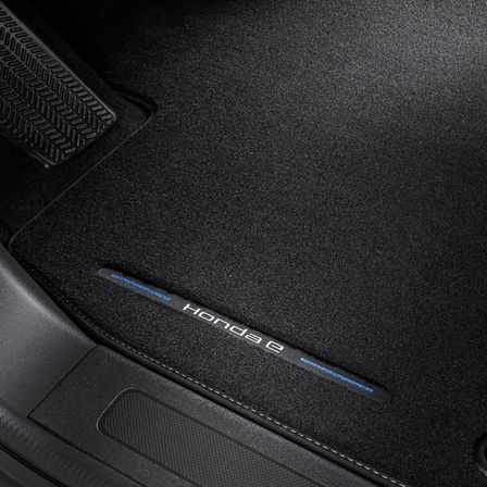 Close up of Honda e floor mat.