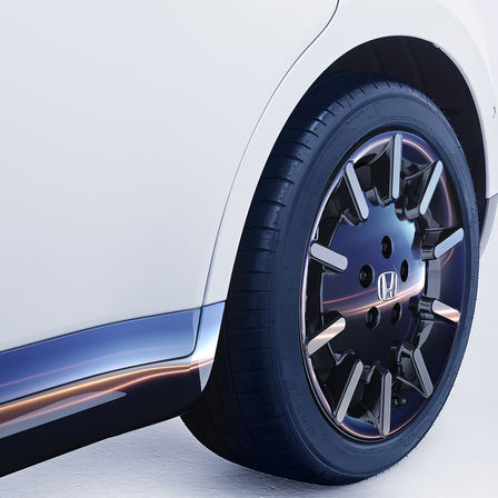 Close up of Honda e wheel.