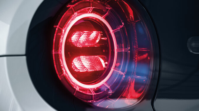 Close up of the Honda e rear LED taillights.