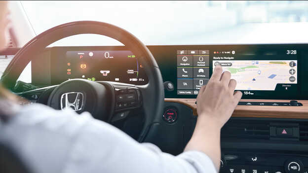 Close up of the Honda e infotainment display.
