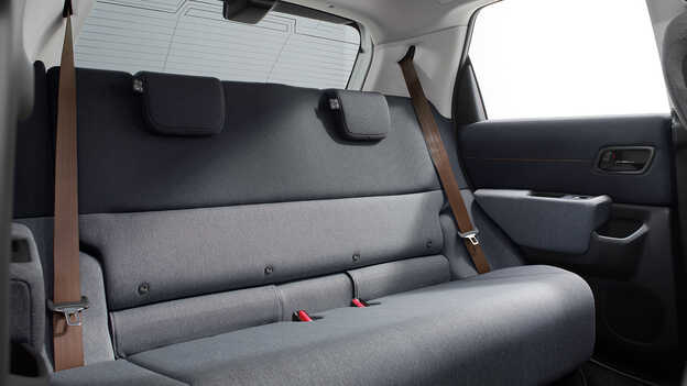 Close up of the rear passenger seats inside the Honda e.