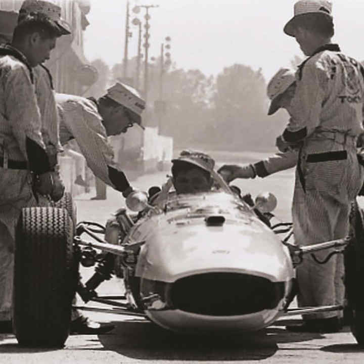 Soichiro Honda in preparation for our very first Formula 1 race in 1964 at the Hungarian Grand Prix.