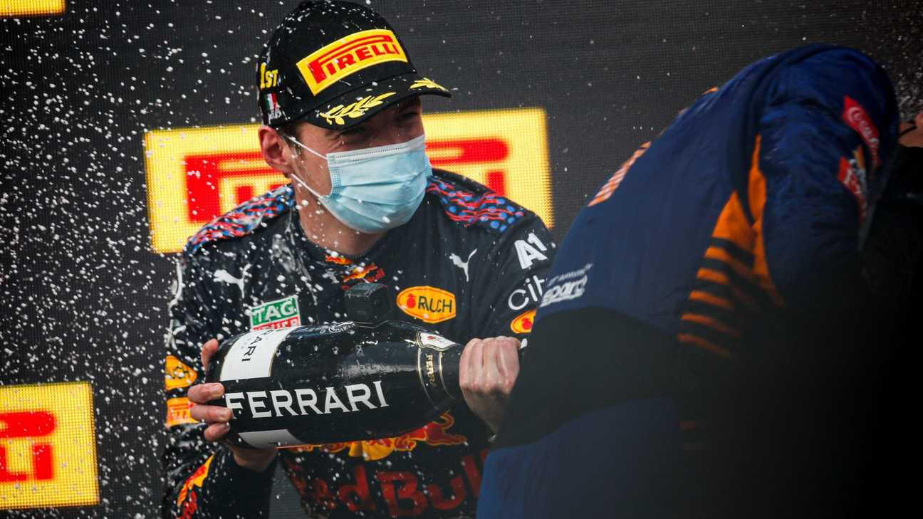 Max Verstappen celebrating at Bahrain GP