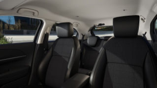 Black synthetic leather and fabric seats