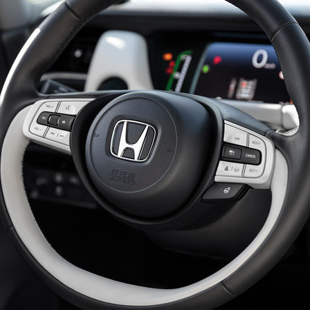 Close up of Honda Jazz Steering Wheel